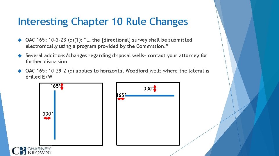 Interesting Chapter 10 Rule Changes OAC 165: 10 -3 -28 (c)(1): “… the [directional]