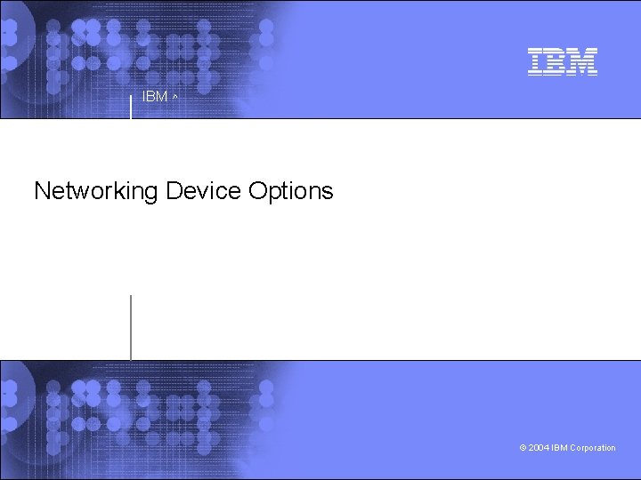 IBM ^ Networking Device Options © 2004 IBM Corporation 