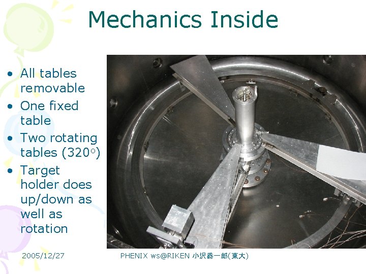 Mechanics Inside • All tables removable • One fixed table • Two rotating tables