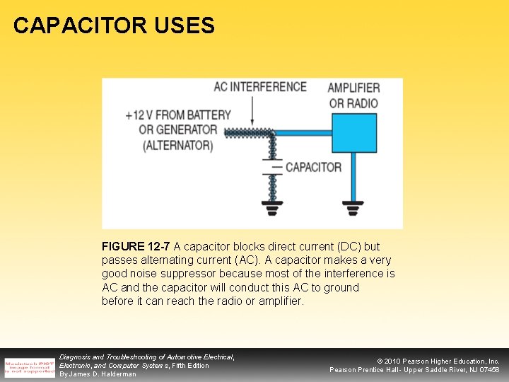 CAPACITOR USES FIGURE 12 -7 A capacitor blocks direct current (DC) but passes alternating