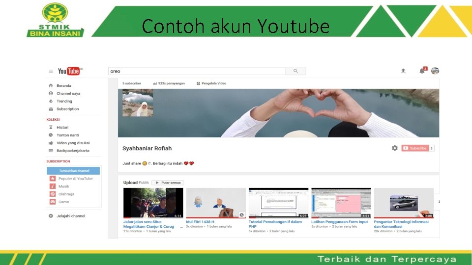 Contoh akun Youtube 