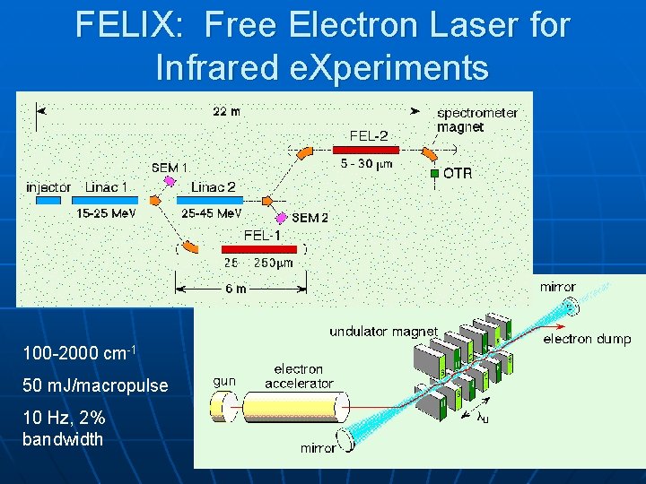 FELIX: Free Electron Laser for Infrared e. Xperiments 100 -2000 cm-1 50 m. J/macropulse