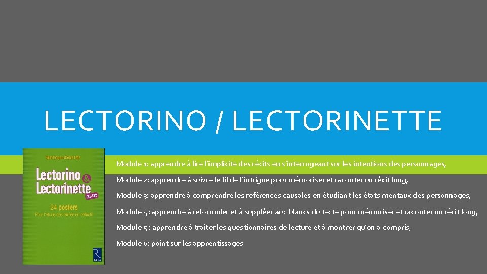 LECTORINO / LECTORINETTE Module 1: apprendre à lire l’implicite des récits en s’interrogeant sur