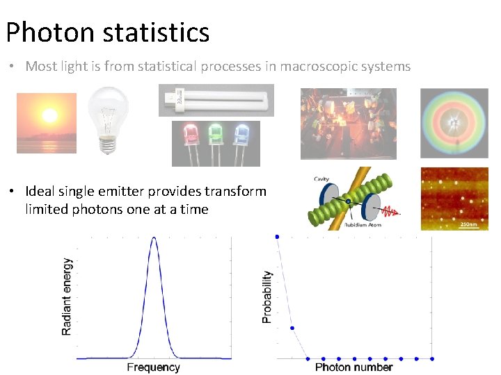 Photon statistics • Most light is from statistical processes in macroscopic systems • Ideal