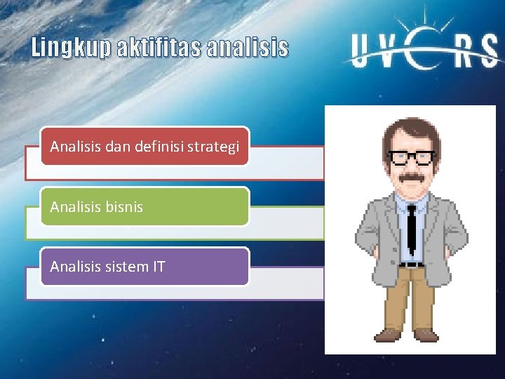 Lingkup aktifitas analisis Analisis dan definisi strategi Analisis bisnis Analisis sistem IT 