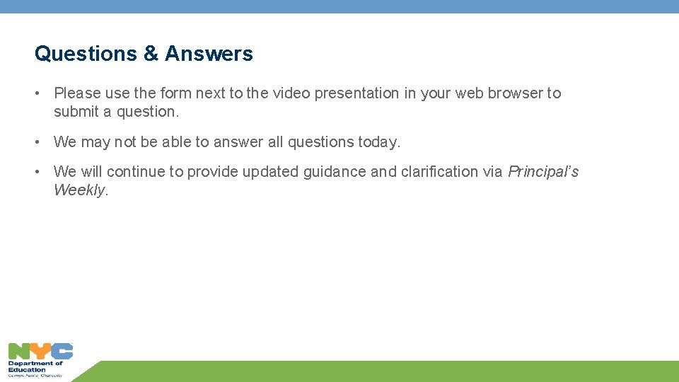 Questions & Answers • Please use the form next to the video presentation in