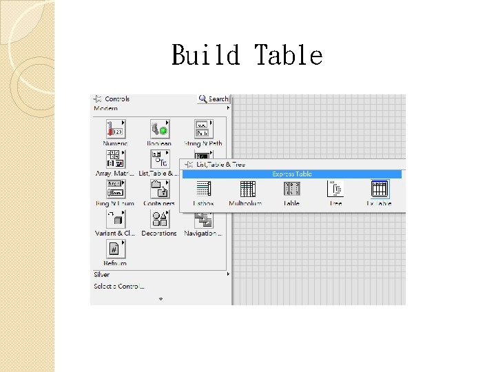 Build Table 