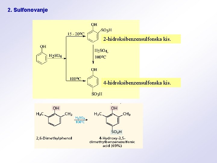 2. Sulfonovanje 2 -hidroksibenzensulfonska kis. 4 -hidroksibenzensulfonska kis. 