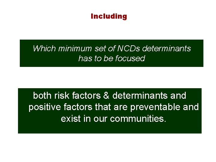 Including Which minimum set of NCDs determinants has to be focused both risk factors