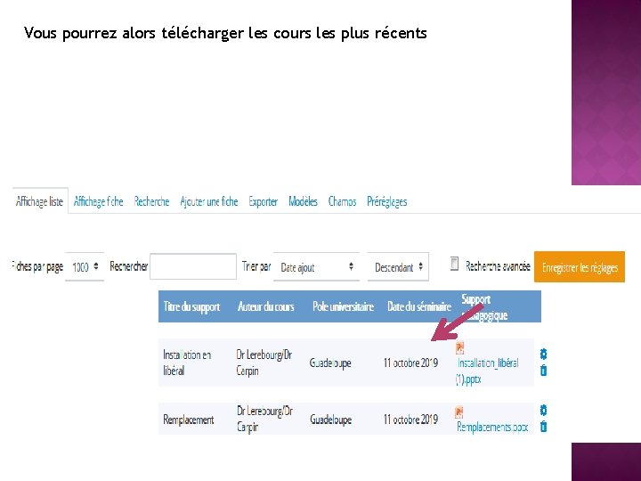 Vous pourrez alors télécharger les cours les plus récents 
