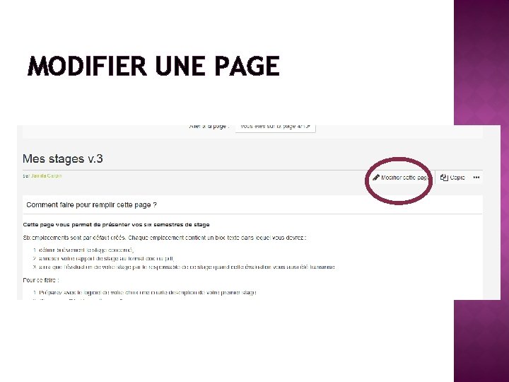 MODIFIER UNE PAGE 