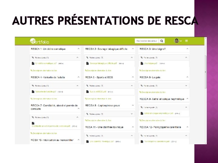 AUTRES PRÉSENTATIONS DE RESCA 