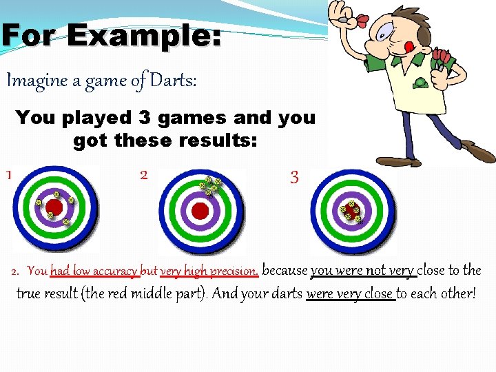 For Example: Imagine a game of Darts: You played 3 games and you got