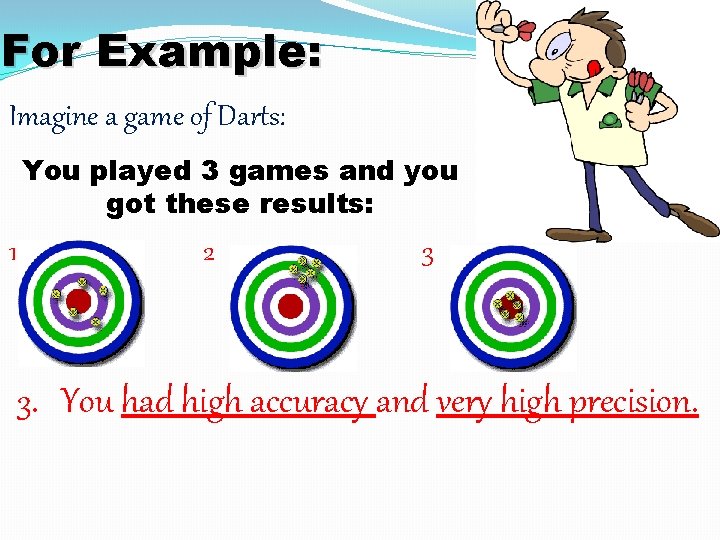 For Example: Imagine a game of Darts: You played 3 games and you got