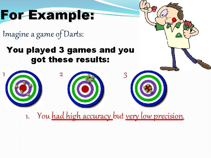 For Example: Imagine a game of Darts: You played 3 games and you got