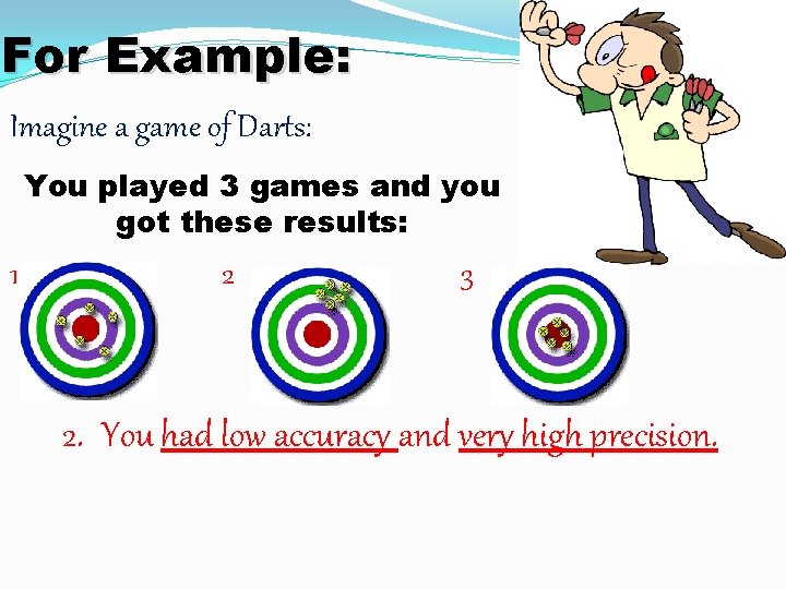 For Example: Imagine a game of Darts: You played 3 games and you got