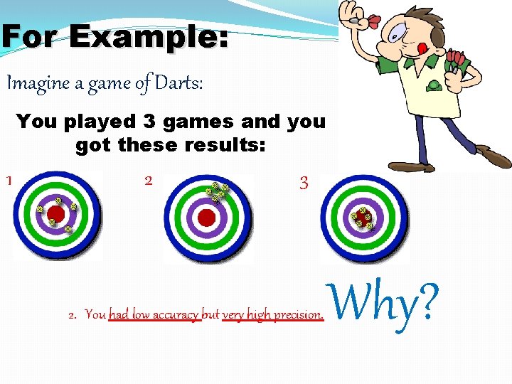 For Example: Imagine a game of Darts: You played 3 games and you got