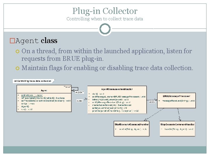 Plug-in Collector Controlling when to collect trace data �Agent class On a thread, from