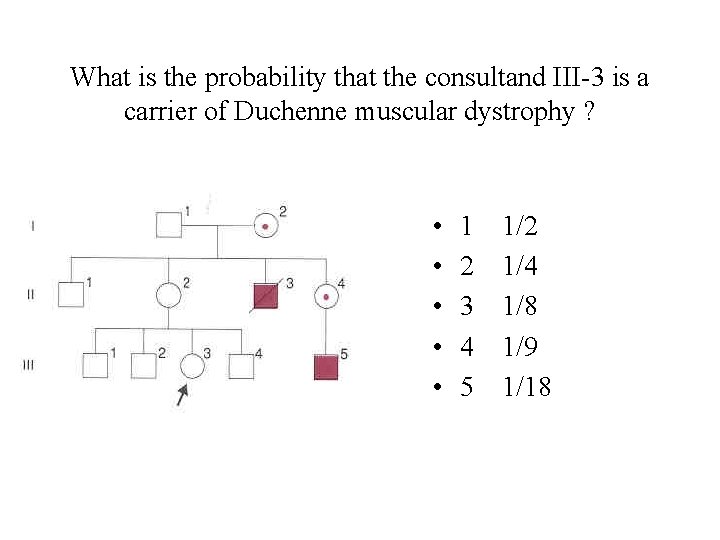 What is the probability that the consultand III-3 is a carrier of Duchenne muscular What is the probability that the consultand III-3 is a carrier of Duchenne muscular
