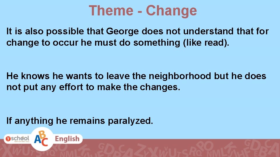 Theme - Change It is also possible that George does not understand that for