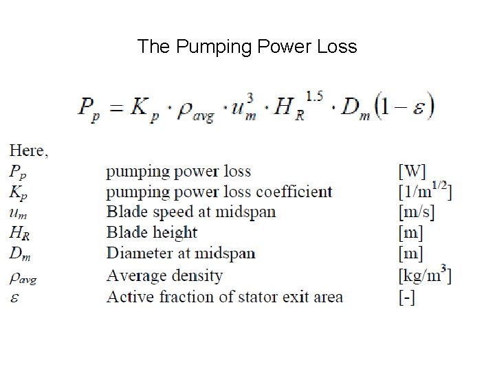 The Pumping Power Loss 