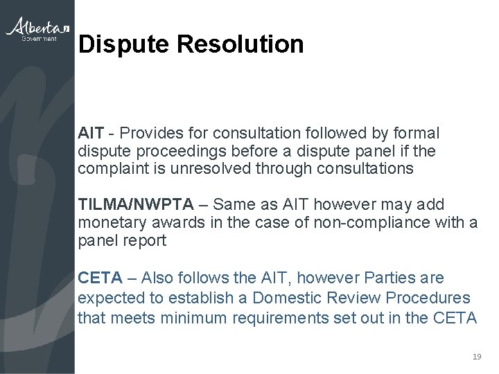 Dispute Resolution AIT - Provides for consultation followed by formal dispute proceedings before a