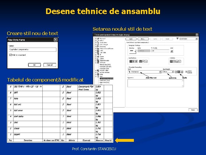 Desene tehnice de ansamblu Setarea noului stil de text Creare stil nou de text