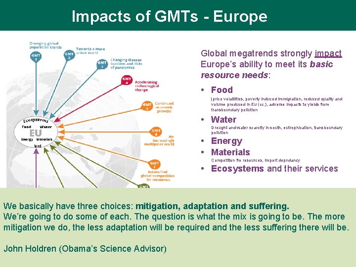 Impacts of GMTs - Europe SOER 2015 / Global megatrends strongly impact Europe’s ability