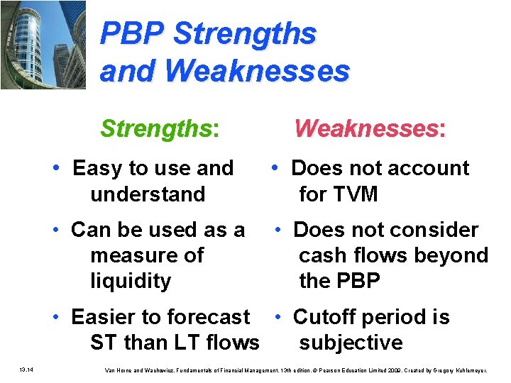 PBP Strengths and Weaknesses Strengths: • Easy to use and understand • Can be