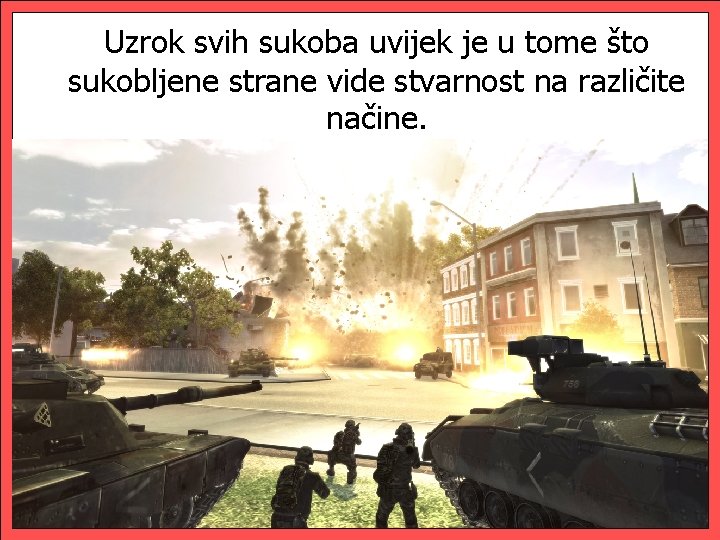 Uzrok svih sukoba uvijek je u tome što sukobljene strane vide stvarnost na različite