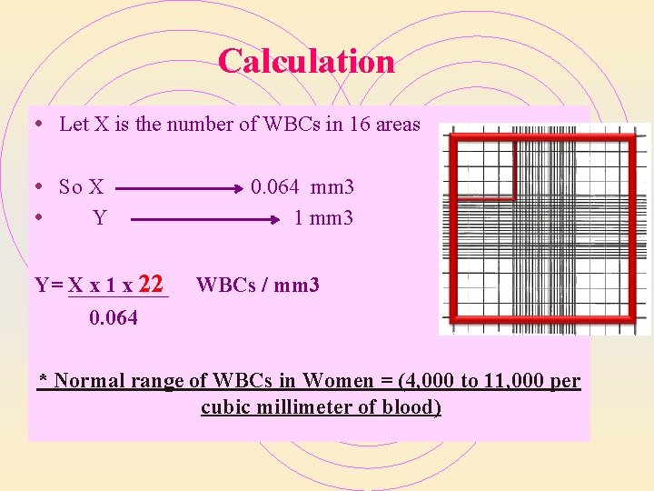 Calculation • Let X is the number of WBCs in 16 areas • So Calculation • Let X is the number of WBCs in 16 areas • So