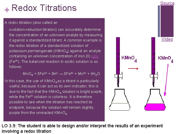 + Redox Titrations Source A redox titration (also called an oxidation-reduction titration) can accurately