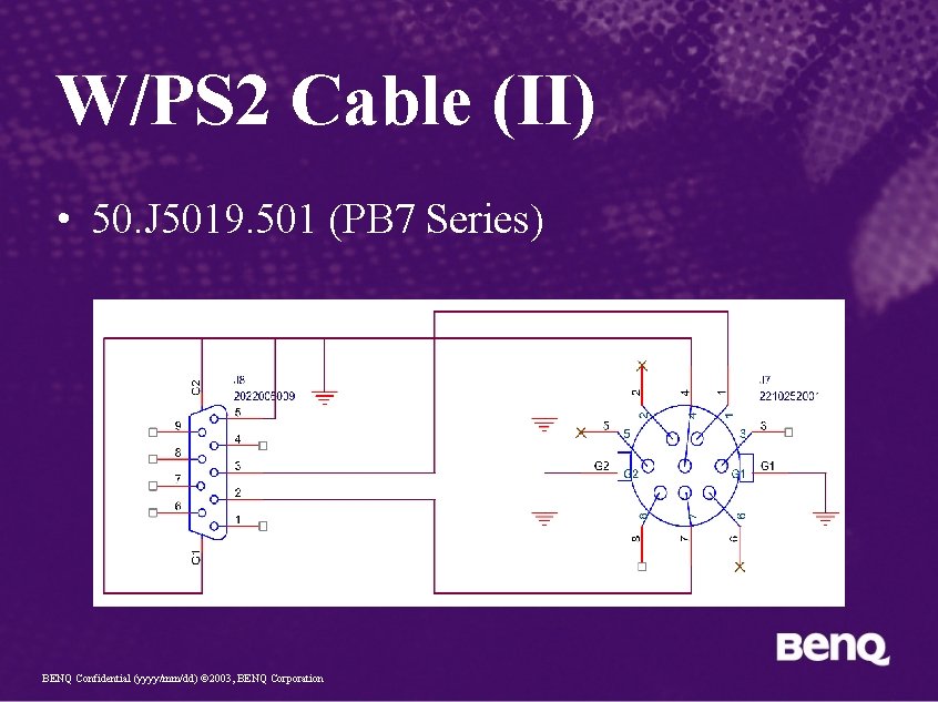 W/PS 2 Cable (II) • 50. J 5019. 501 (PB 7 Series) BENQ Confidential