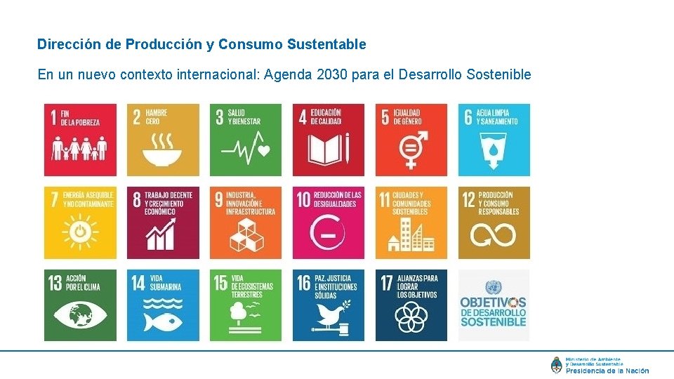 Dirección de Producción y Consumo Sustentable En un nuevo contexto internacional: Agenda 2030 para