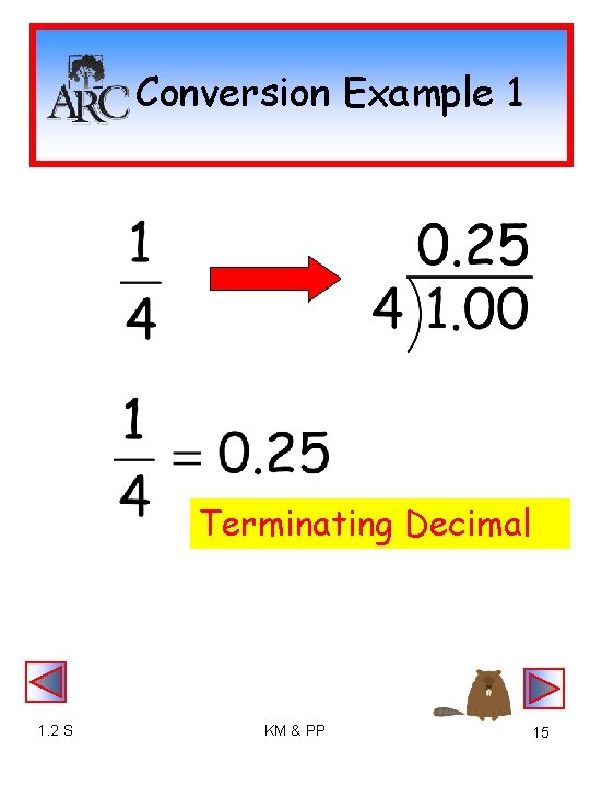 Conversion Example 1 Terminating Decimal 1. 2 S KM & PP 15 