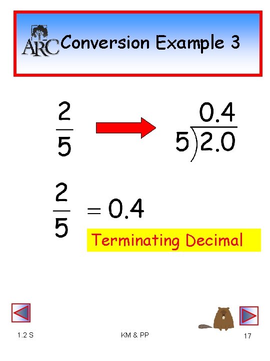 Conversion Example 3 Terminating Decimal 1. 2 S KM & PP 17 