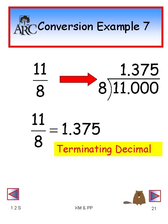 Conversion Example 7 Terminating Decimal 1. 2 S KM & PP 21 