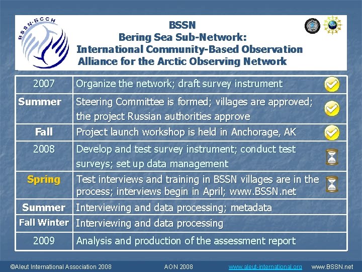 BSSN Bering Sea Sub-Network: International Community-Based Observation Alliance for the Arctic Observing Network 2007