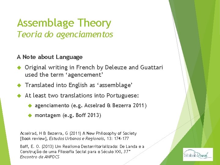 Assemblage Theory Teoria do agenciamentos A Note about Language Original writing in French by