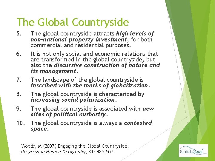 The Global Countryside 5. The global countryside attracts high levels of non-national property investment,