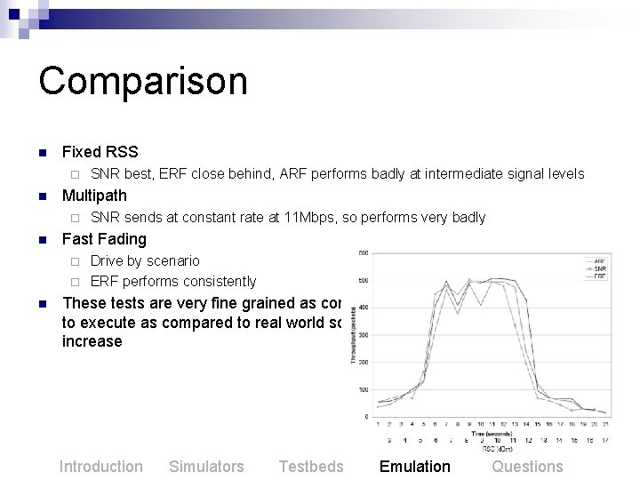 Comparison n Fixed RSS ¨ n Multipath ¨ n SNR best, ERF close behind,