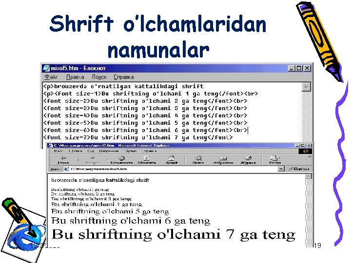 Shrift o’lchamlaridan namunalar 12/3/2020 19 