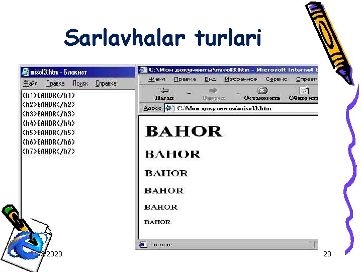 Sarlavhalar turlari 12/3/2020 20 