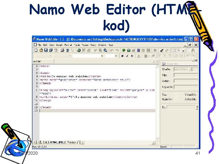 Namo Web Editor (HTMLkod) 12/3/2020 41 