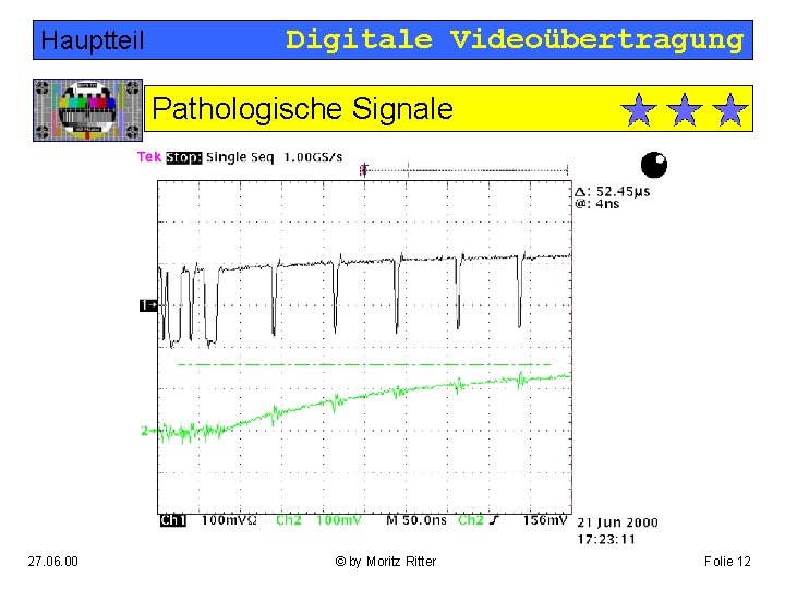 Hauptteil Digitale Videoübertragung Pathologische Signale 27. 06. 00 © by Moritz Ritter Folie 12