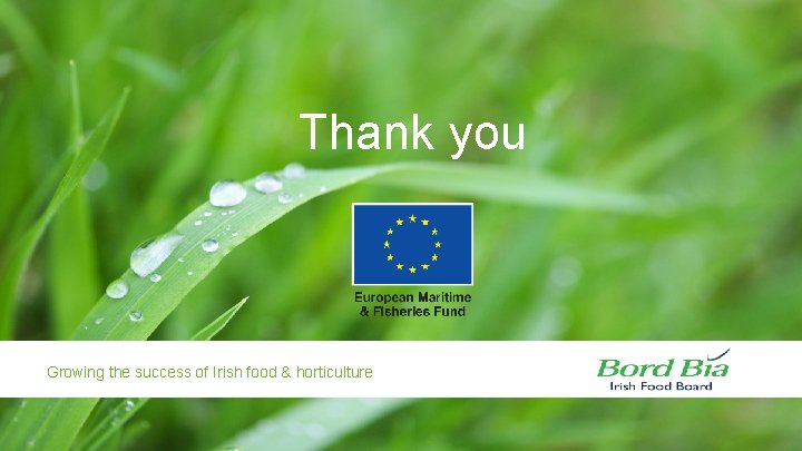 Thank you Growing the success of Irish food & horticulture AIDAN COTTER BORD BIA