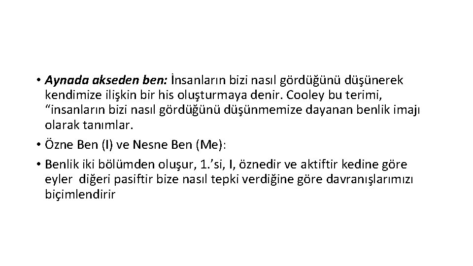  • Aynada akseden ben: İnsanların bizi nasıl gördüğünü düşünerek kendimize ilişkin bir his