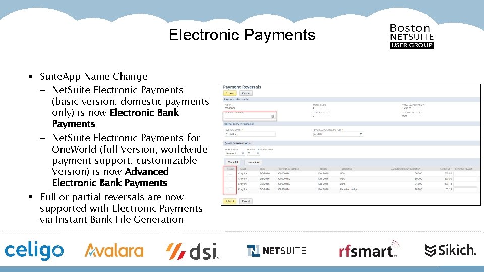 Electronic Payments § Suite. App Name Change – Net. Suite Electronic Payments (basic version,