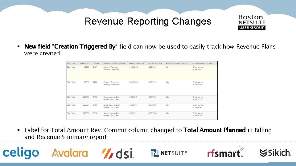 Revenue Reporting Changes § New field “Creation Triggered By” field can now be used