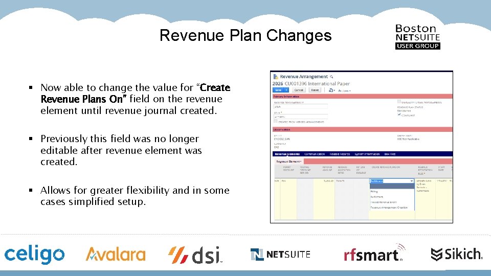 Revenue Plan Changes § Now able to change the value for “Create Revenue Plans